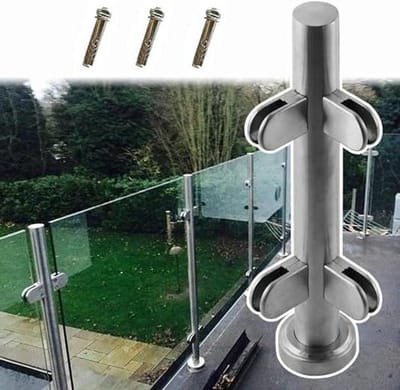 Balustrade Paal Kit - Relingpaal Balkon - Terras Afschermen - Roestvrij Staal - 95 cm - Zilver