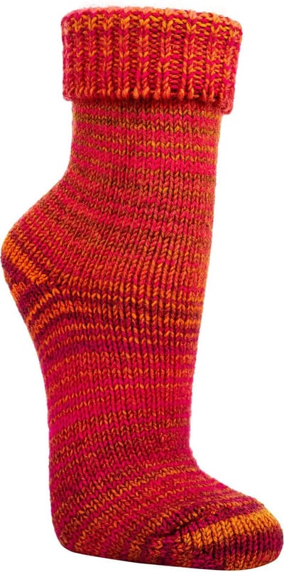 Schitterende kleuren Scandinavische warme sokken – 2 paar - voelt als zelf gebreid – kleur rood/oranje - maat 35/38