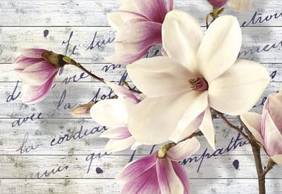 Fotobehang Flowers With Caption | XL - 208cm x 146cm | 130g/m2 Vlies