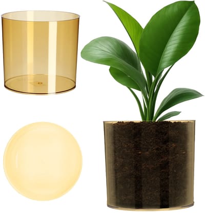 Bloempot Cilindrisch - Plantenbak Vaas - Planten Verfraaien - Glanzende Afwerking - Diameter 12.8 cm - Honing