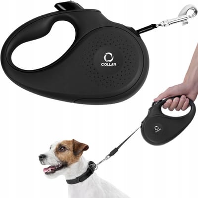 Automatische Hondentuig, Zwart, Maat M, 5m, tot 25kg
