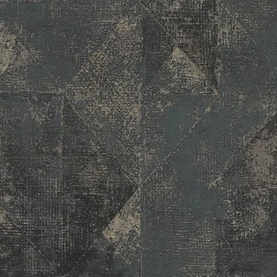 Grafisch behang Profhome 389767-GU vliesbehang hardvinyl warmdruk in reliëf gestructureerd used look en metalen accenten zwart antracietgrijs platina parelmoer-goud 5,33 m2