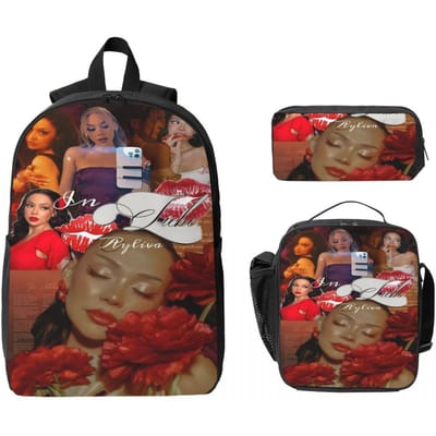 Ensemble de 3 sacs à dos Ayliva Singer Tour 2025 pour filles et garçons, trousses à crayons, ensembles de cartables avec boîte à lunch pour étudiants, sac à dos de jour black