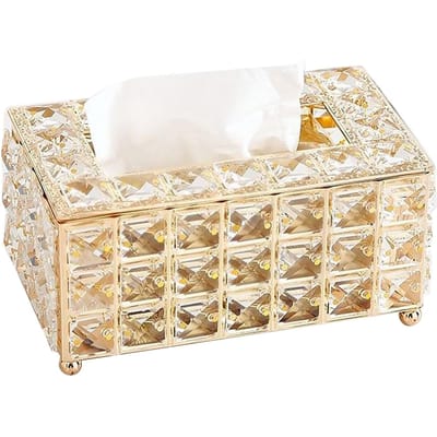 Boîte à mouchoirs rectangulaire décorative en cristal, porte-mouchoirs scintillant, serviette pour le visage or