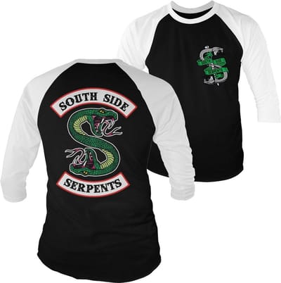 Riverdale South Side Serpents- Base-ball T-shirt met 3/4-mouwen, wit-it-e-Black
