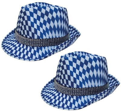 Blauw/wit Beieren hoedje voor volwassenen - 2x - Oktoberfest/bierfeest feesthoeden - Alpenhoedje