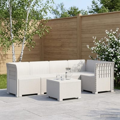 vidaXL - 5-Zits - Tuinbank - Rattanlook - PP - Wit