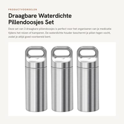 Dailygoods- Pillendoosjes 3-delig - Draagbare Medicijndoos - Waterdichte Organizer - Duurzaam - Lichtgewicht - Geschikt voor Reizen - Medicijnhouder