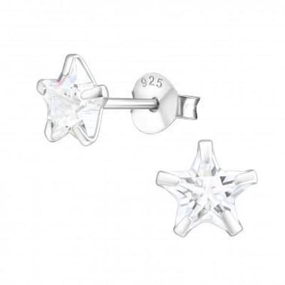 Zilveren oorstekers - Ster met kristal - 925 Zilver - Hypoallergeen