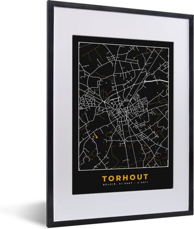 Fotolijst incl. Poster - Stadskaart - Plattegrond - Goud - Torhout - Kaart - 30x40 cm - Posterlijst