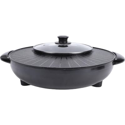 Hot Pot Elektrische Grill Rond Koreaanse BBQ Grill Hotpot Elektrische Rookloze Grill voor Thuis Familiebijeenkomst US Stekker 110V
