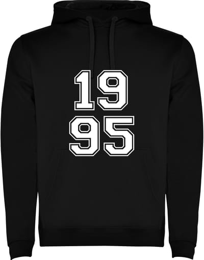 Zwarte Hoodie Varsity College Cijfers 1995 - Cijfers Wit - Opvallend Stoer - Mooi Maat M
