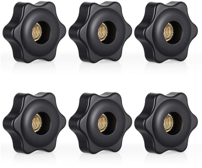 Set van 6 Ster Grip Moeren M6, Knurled Schroeven, Klemknoppen voor Mechanische Apparatuur en Meubels, 32 mm Draad