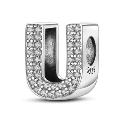 RomyStones – Letter Bedel U – 925 Sterling Zilver – Zirkonia – Voor je Bedelarmband