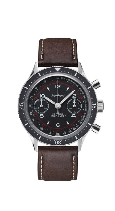 Hanhart 415 ES Pure - Horloge - Lederband donkerbruin - bruin - 39 mm