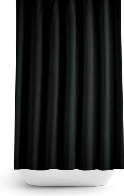 Casabueno - Douchegordijn Zwart- Effen - Anti Schimmel - Douchegordijn 120x200 cm - Shower Curtain - met Douche Gordijnringen - Zwart