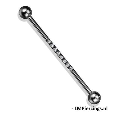 Industrial piercing PVD CNC prong-set - zwart - LMPiercings