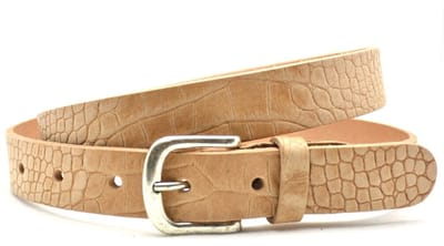 Unleaded 3cm riem - jeansriem - naturel - kroko print - 100% nerfleder - maat 95 totale lengte 110cm
