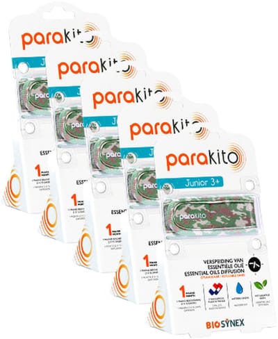 Parakito Kinderen - Anti-Muggen Armband Camouflage - Natuurlijk - Navulbaar - Tot 15 Dagen Bescherming per Navulling - Waterbestendig - 5 stuks
