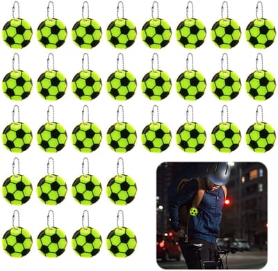 BRENZOOS- Reflectorhangers 36 Stuks - Veiligheidsreflectorhangers - PVC Voetbal - Ketting - Modieus Ontwerp - Groen - Veiligheidsreflectoren