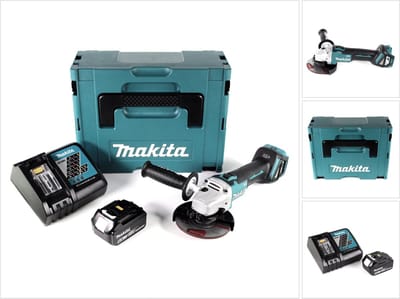 Makita DGA 511 RG1J accu haakse slijper 18V 125mm borstelloos + 1x oplaadbare accu 6.0Ah + lader + Makpac