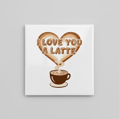“I Love You a Latte” Keramische Tegel 15x15 cm – Romantisch Koffie Art Design | Schattig Cadeau & Woondecoratie
