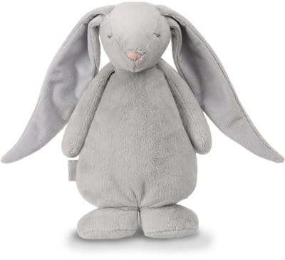 Moonie The Humming Friend Silver 2.0 - hartslag knuffel - konijn - grijs