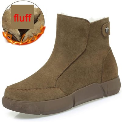 Mode Damesschoenen Winter Pluche Dameslaarzen Comfort Warme Sneeuwlaarzen Casual Zip Fglats Britse Stijl Schoenen Botas 42 brown