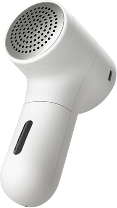 Witte Oplaadbare Pluisverwijderaar met 5 Standen | 6-Bladig RVS Mes & LCD Accu-indicator | Veilig Voor Alle Stoffen
