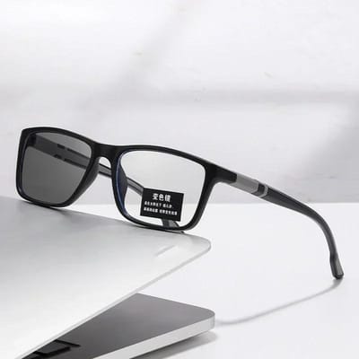 Fotochemische Myopie Brillen voor Mannen Vrouwen Sport Anti-blauw Licht Bijziendheid Brillen Kleur Veranderend Zwart Rood Montuur Brillen -3.75 white
