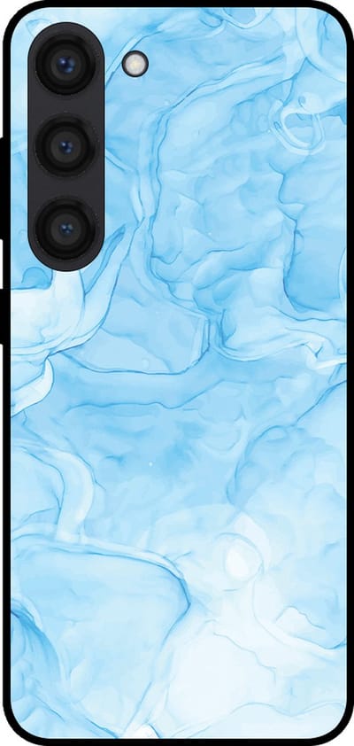 Smartphonica Telefoonhoesje voor Samsung Galaxy S23 met marmer opdruk - TPU backcover case marble design - Lichtblauw geschikt voor Samsung Galaxy S23