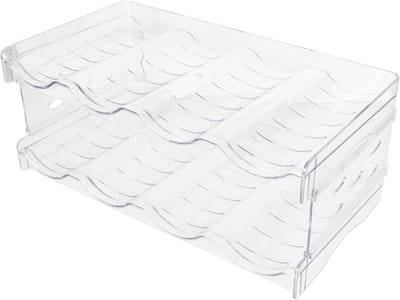 Famanu – Flessenorganizer 2-traps uitbreidbaar – Stapelbaar wijnrek voor keukenblad, kast en kantoor – Capaciteit 8 flessen
