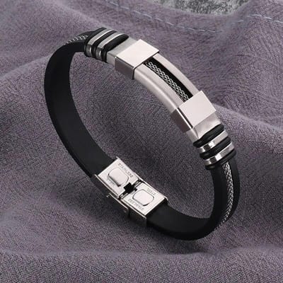 Mode roestvrijstalen armbanden polsband zwart siliconen punk polsbandje casual armbanden black