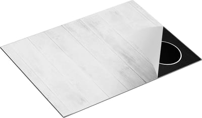 Chefcare Inductie Beschermer Witte Houten Planken - 70x50 cm - Afdekplaat Inductie - Kookplaat Beschermer - Inductie Mat