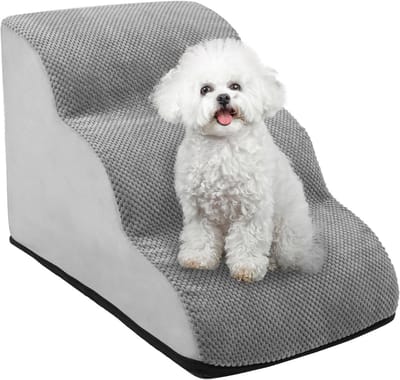 Honden Trap met 3 Treden - 60x40x40 cm - Wasbare Geheugenfoam Trappen voor Kleine en Middelgrote Honden en Katten