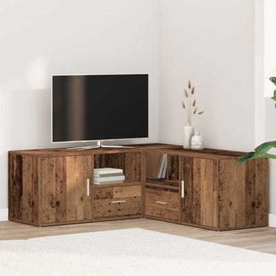 vidaXL - Hoekkast - 200x40x45 - cm - bewerkt - hout - oud - houtkleurig