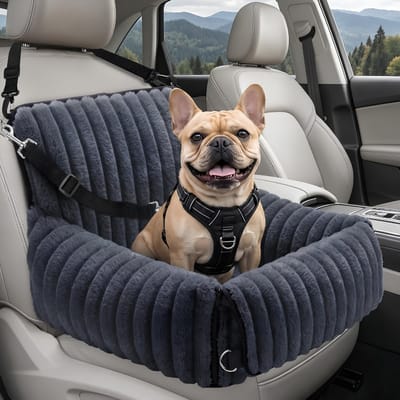 JCP® Hondenmand Auto - Voor Kleine en Middelgrote Honden - Autostoel Hond - Hondenmand Auto Achterbank - Grijs - 48cm x 48cm x 38cm