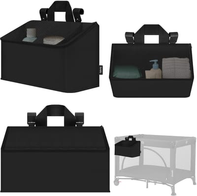 Lionelo Sidepocket Medium – Bedside Pocket Wiegorganizer 43×15×23 cm – 3 ritsvakken & handvat – Voor reisbed, co-sleeper & box – Verstevigd, multifunctioneel & afneembaar