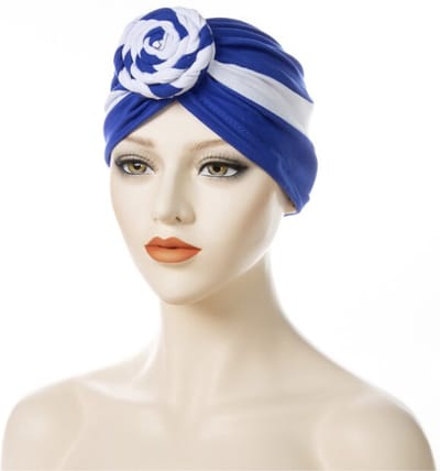 Cabantis Tulband met Knot - Hoofddeksel - Islamitisch - Tulband - Muts - Chemo - Hijab Blauw/Wit