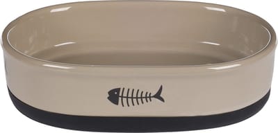 Flamingo Keramische Voer/Waterbak Auri Taupe - Kattenvoerbak - 18.5x13x5 cm