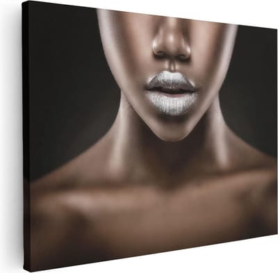 Artaza Canvas Schilderij Vrouw - 80x60 cm - Wanddecoratie Schilderij Zwarte Vrouw - Muurdecoratie Portret - Kamer Accessoires