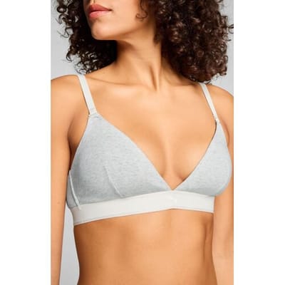 Puma - Dames - Sport Triangel Bralette - 3D Knit - Light Grey Melange - Maat XXL