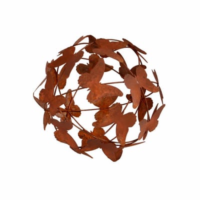 UNUS® Tuinbol met vlinders roest metaal diameter 19 cm tuindecoratie
