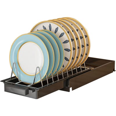 Uittrekbare Kastorganizer RVS Multifunctionele Uitschuifbare Planken voor Borden Keuken Black