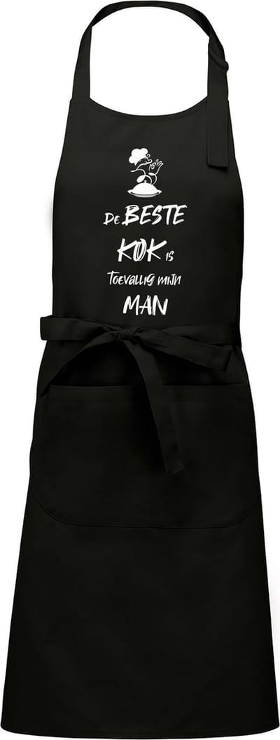 Mijncadeautje - Schort - De beste kok is toevallig mijn - MAN - Mooie - grappige - leuke Keukenschort - Zwart
