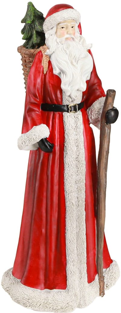 Kerstmanfiguur met mand rood wit groen goud H36cm