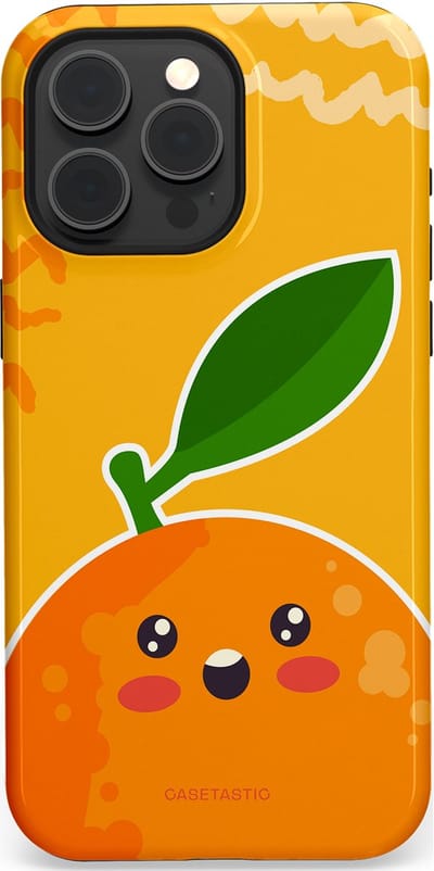 Casetastic Hoesje Geschikt voor Apple iPhone 15 Pro Max Magsafe - Stijlvolle Beschermende Duo-layer Case - Vrolijke Sinaasappel