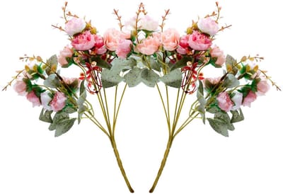 Dailygoods - Realjoy Kunstzijden rozen, 21 bundels kunstbloemen, decoratie, kleine boeketten, kunstboeketten, realistisch plastic boeket voor thuis, feest, taartdecoratie