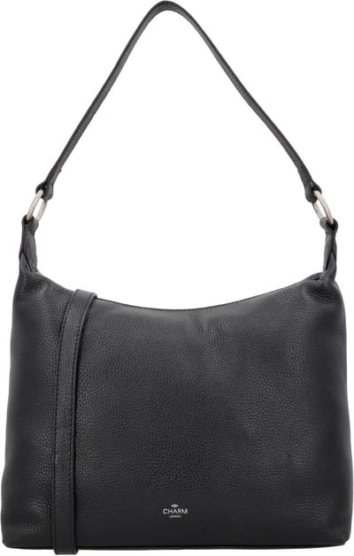 Charm London Washington Schoudertas - Buidetas - Shopper - Leer - Leren Dames Tas - Zwart