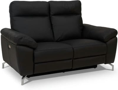 2-Zits Bank Zwart - Metaal/Leer - 162x96x101cm - Selesta